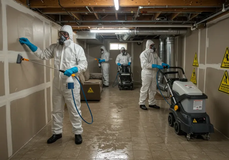Basement Moisture Removal and Structural Drying process in Monroe City, MO